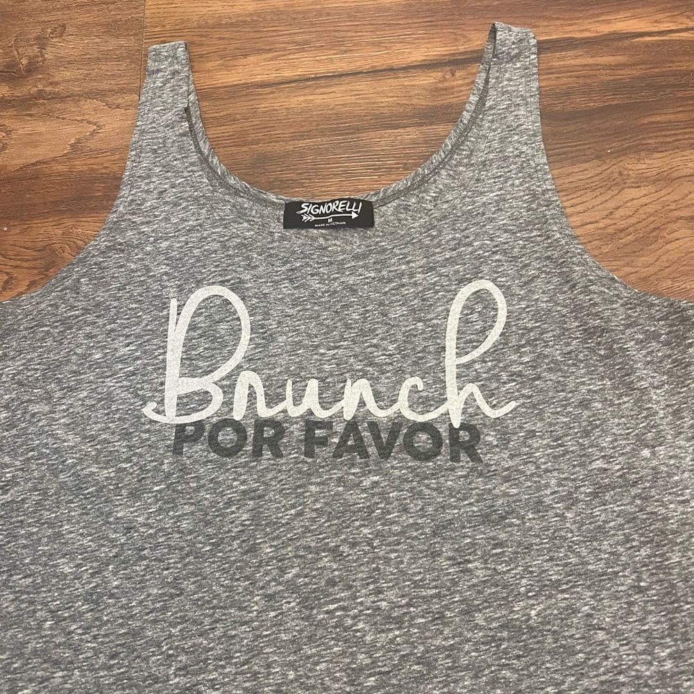 Signorelli Grey “Brunch Please” Racerback Tank Top - Picture 7 of 7